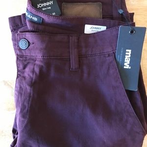 Mavi Men’s Johnny Slim Pants, Maroon, 33W 32L NWT